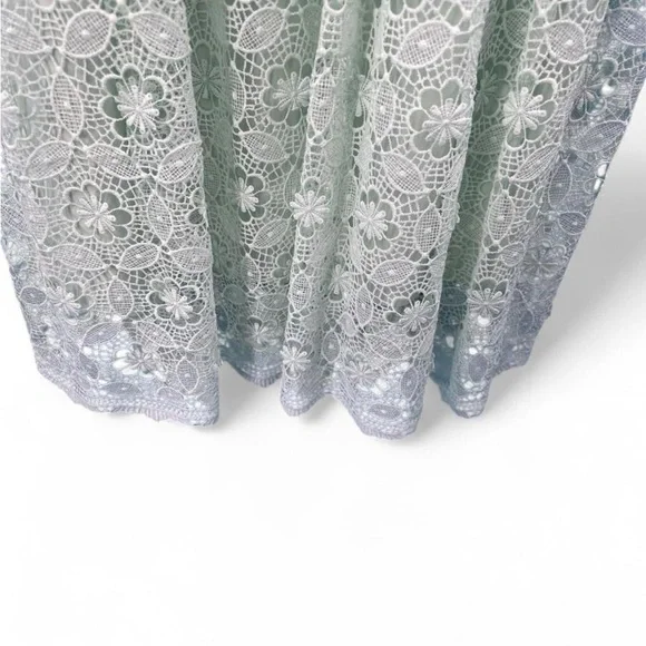 Lace Spaghetti Strap Midi Dress in Light Mint - Picture 6 of 8